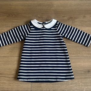Jacadi long sleeve striped collared dress 12m
